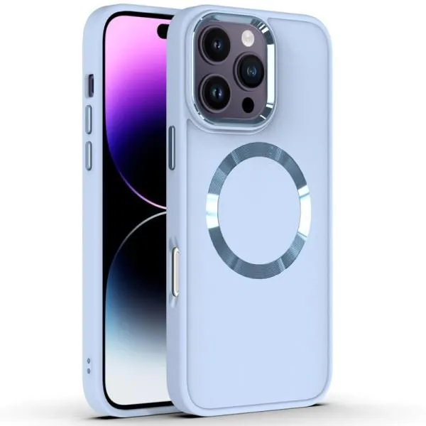 TPU чехол Bonbon Metal Style with Magnetic Fit для Apple iPhone 16 Pro (6.3") — Голубой — фото 1