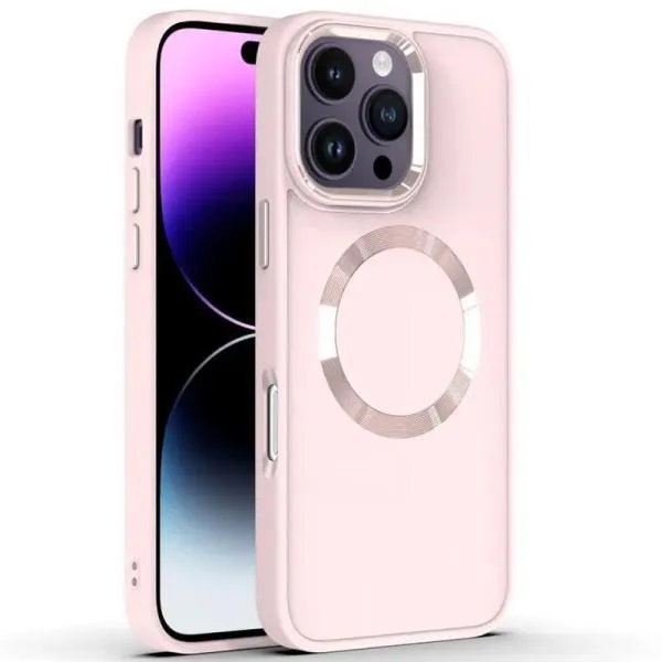 TPU чехол Bonbon Metal Style with Magnetic Fit для Apple iPhone 16 Pro (6.3") — Розовый — фото 1