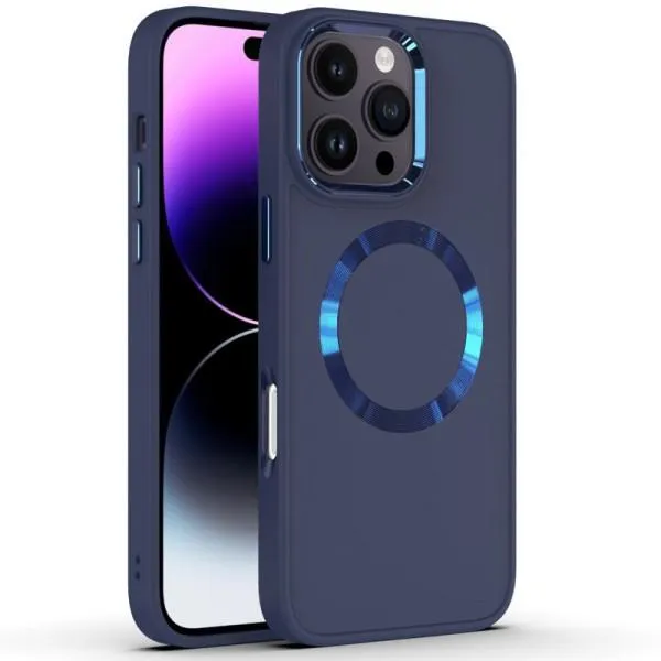 TPU чехол Bonbon Metal Style with Magnetic Fit для Apple iPhone 16 Pro (6.3") — Синий — фото 1