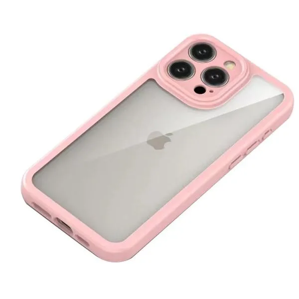 TPU чохол Transparent + Colour 1,5mm для Apple iPhone 16 Pro (6.3") — Рожевий — фото 3
