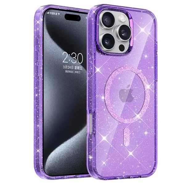Чохол TPU Eclipse Sparkle Magnetic Fit для Apple iPhone 16 Pro (6.3") — Фіолетовий — фото 1