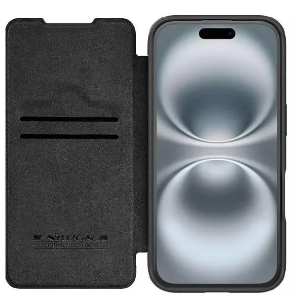 Шкіряний чохол-книжка Nillkin Qin Prop для Apple iPhone 16 Pro (6.3") — Чорний — фото 4 Шкіряний чохол-книжка Nillkin Qin Prop для Apple iPhone 16 Pro (6.3") — Чорний — фото 4