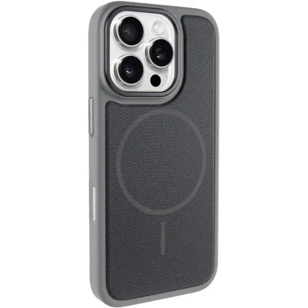 Чохол PC Textile Hybrid with Magnetic Fit для Apple iPhone 16 Pro (6.3") — Сірий — фото 1 Чохол PC Textile Hybrid with Magnetic Fit для Apple iPhone 16 Pro (6.3") — Сірий — фото 1
