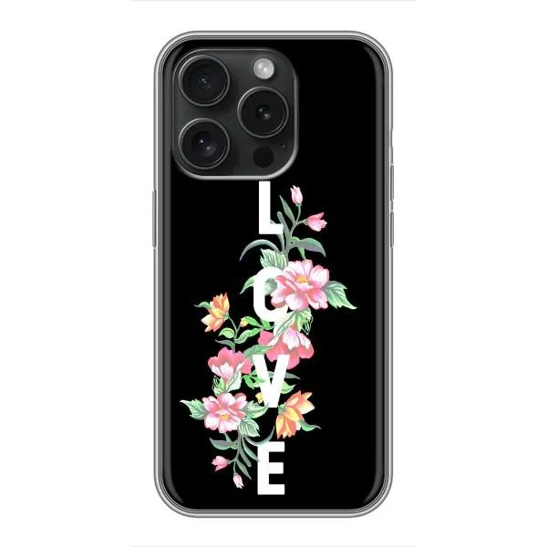 Чехол с принтом «Цветы LOVE» для iPhone 16 Pro