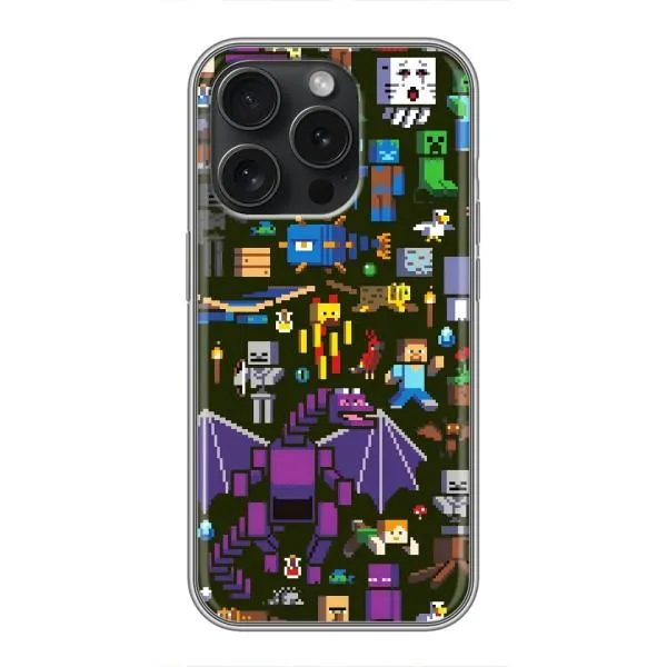 Чохол з принтом «Колаж Майнкрафт» для iPhone 16 Pro