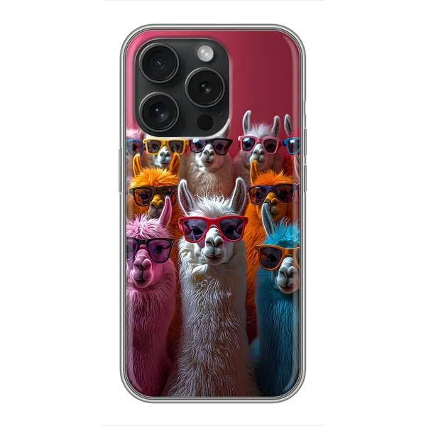 Чехол с принтом «Ламы в очках» для iPhone 16 Pro