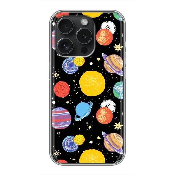 Чохол з принтом «Намальовані планети» для iPhone 16 Pro