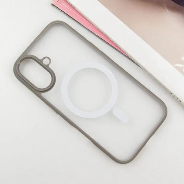 TPU+PC чехол Blueo Skin Friendly Frosted with Magnetic Fit для Apple iPhone 16 (6.1") — Серый — фото 2