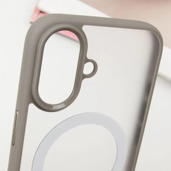 TPU+PC чехол Blueo Skin Friendly Frosted with Magnetic Fit для Apple iPhone 16 (6.1") — Серый — фото 5