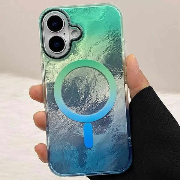 Чехол TPU Shiny Mountain Magnetic Fit для Apple iPhone 16 (6.1") — Зеленый — фото 2