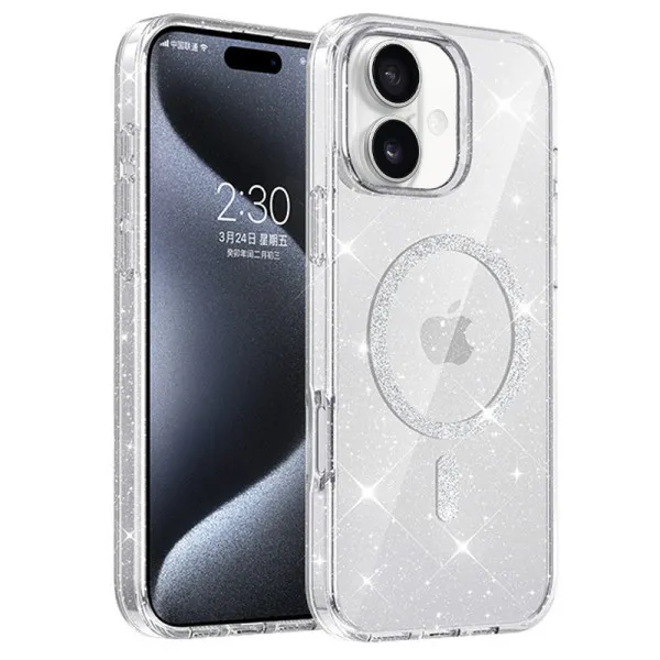 Чохол TPU Eclipse Sparkle Magnetic Fit для Apple iPhone 16 (6.1") — Прозорий — фото 1 Чохол TPU Eclipse Sparkle Magnetic Fit для Apple iPhone 16 (6.1") — Прозорий — фото 1
