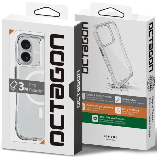 Чехол TPU Space Octagon with Magnetic Fit для Apple iPhone 16 (6.1") — Прозрачный — фото 5 Чехол TPU Space Octagon with Magnetic Fit для Apple iPhone 16 (6.1") — Прозрачный — фото 5