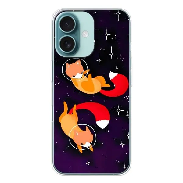 Чехол с принтом «Лисички космонавты» для iPhone 16