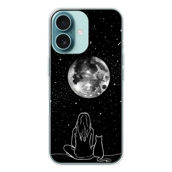Чехол с принтом «Девушка с котом» для iPhone 16