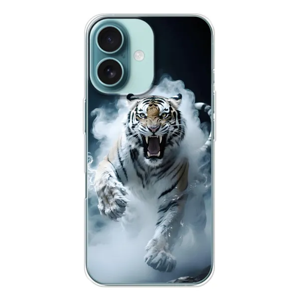 Чехол с принтом «Белый тигр в дыму» для iPhone 16