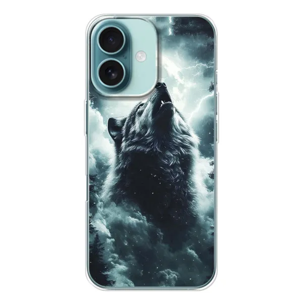 Чехол с принтом «Волк в облаках» для iPhone 16