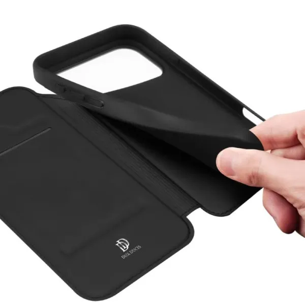 Чохол-книжка Dux Ducis з кишенею для візиток для Apple iPhone 17 Pro Max (6.9") — Чорний — фото 4 Чохол-книжка Dux Ducis з кишенею для візиток для Apple iPhone 17 Pro Max (6.9") — Чорний — фото 4