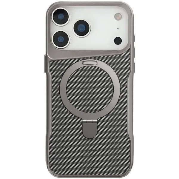 TPU+PC чохол Metal Buttons with Magnetic Fit Carbon Ring для Apple iPhone 17 Pro Max (6.9") — Сірий — фото 1 TPU+PC чохол Metal Buttons with Magnetic Fit Carbon Ring для Apple iPhone 17 Pro Max (6.9") — Сірий — фото 1