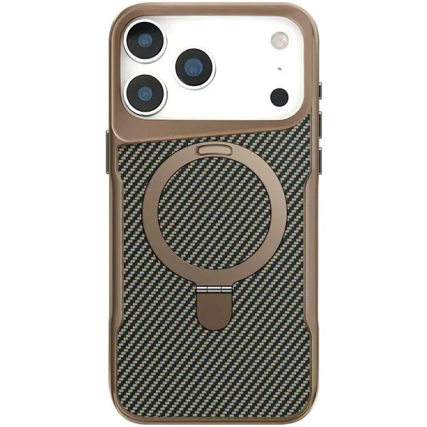 TPU+PC чохол Metal Buttons with Magnetic Fit Carbon Ring для Apple iPhone 17 Pro Max (6.9") — Золотий — фото 1 TPU+PC чохол Metal Buttons with Magnetic Fit Carbon Ring для Apple iPhone 17 Pro Max (6.9") — Золотий — фото 1