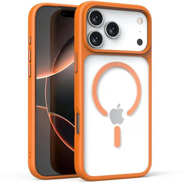TPU+PC чохол Metal Buttons with Magnetic Fit для Apple iPhone 17 Pro Max (6.9") — Помаранчевий TPU+PC чохол Metal Buttons with Magnetic Fit для Apple iPhone 17 Pro Max (6.9") — Помаранчевий