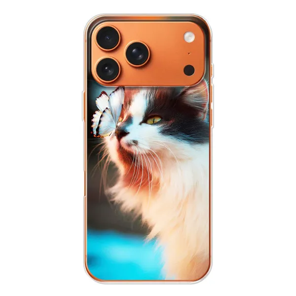 Чехол с принтом «Котик с бабочкой» для iPhone 17 Pro Max Чехол с принтом «Котик с бабочкой» для iPhone 17 Pro Max