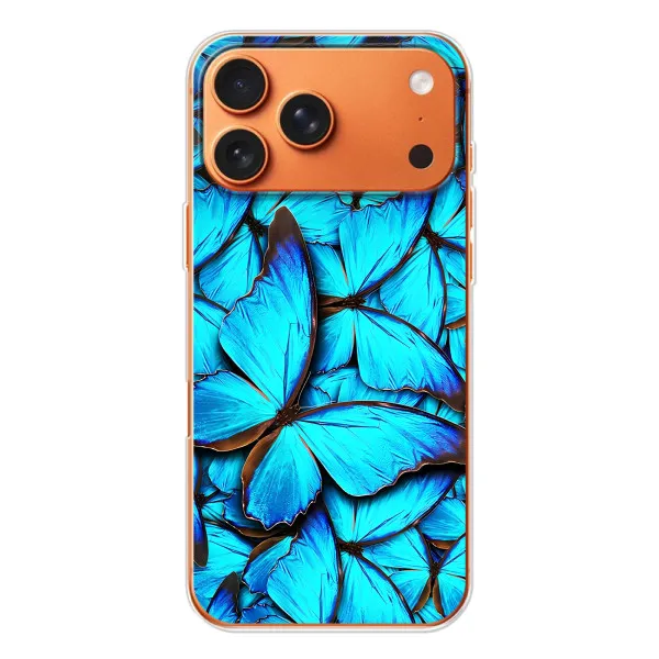 Чехол с принтом «Синие бабочки» для iPhone 17 Pro Max Чехол с принтом «Синие бабочки» для iPhone 17 Pro Max
