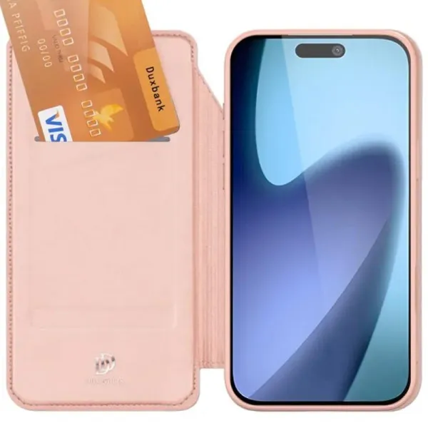 Чохол-книжка Dux Ducis з кишенею для візиток для Apple iPhone 17 Pro (6.3") — Rose Gold — фото 3