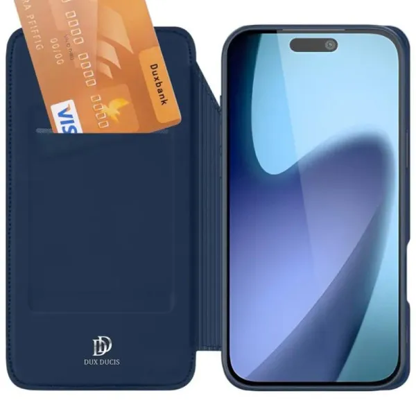 Чохол-книжка Dux Ducis з кишенею для візиток для Apple iPhone 17 Pro (6.3") — Синій — фото 3 Чохол-книжка Dux Ducis з кишенею для візиток для Apple iPhone 17 Pro (6.3") — Синій — фото 3