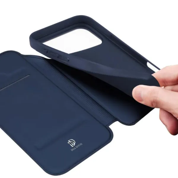 Чохол-книжка Dux Ducis з кишенею для візиток для Apple iPhone 17 Pro (6.3") — Синій — фото 4 Чохол-книжка Dux Ducis з кишенею для візиток для Apple iPhone 17 Pro (6.3") — Синій — фото 4