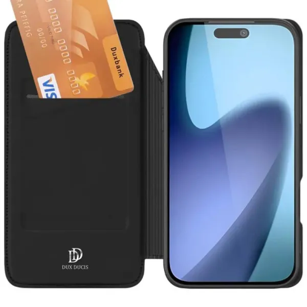 Чохол-книжка Dux Ducis з кишенею для візиток для Apple iPhone 17 Pro (6.3") — Чорний — фото 3 Чохол-книжка Dux Ducis з кишенею для візиток для Apple iPhone 17 Pro (6.3") — Чорний — фото 3