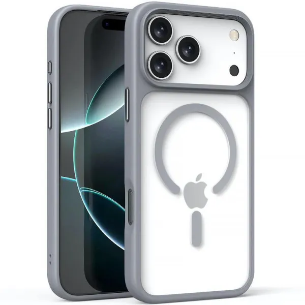 TPU+PC чохол Metal Buttons with Magnetic Fit для Apple iPhone 17 Pro (6.3") — Сірий — фото 1 TPU+PC чохол Metal Buttons with Magnetic Fit для Apple iPhone 17 Pro (6.3") — Сірий — фото 1