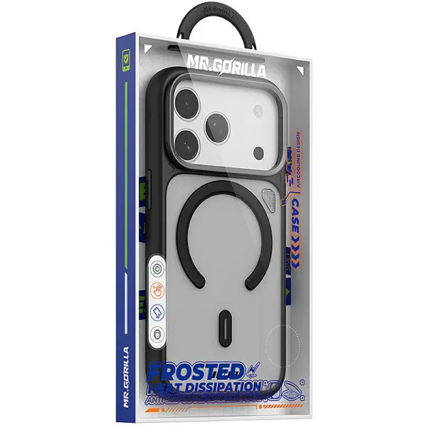 TPU+PC чохол Blueo Frosted Heat Dissip. with MagSafe для Apple iPhone 17 Pro / 18 Pro (6.3") — Чорний — фото 4 TPU+PC чохол Blueo Frosted Heat Dissip. with MagSafe для Apple iPhone 17 Pro / 18 Pro (6.3") — Чорний — фото 4
