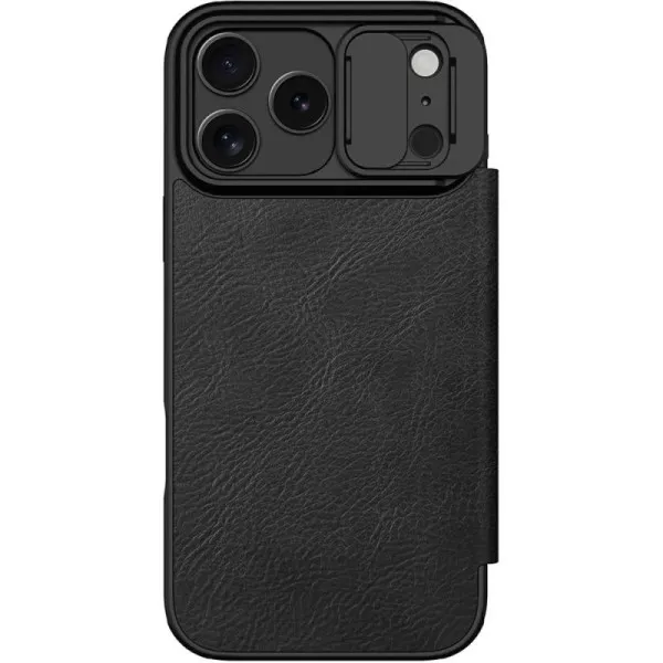 Шкіряний чохол-книжка Nillkin Qin Pro Camshield для Apple iPhone 17 Pro / 18 Pro (6.3") — Чорний — фото 3