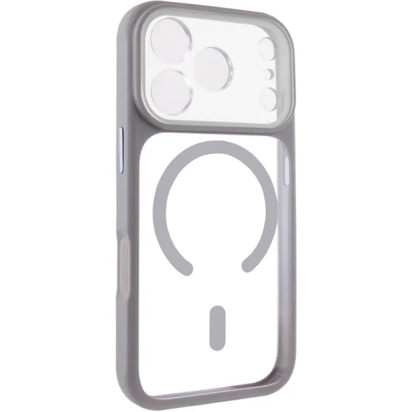 Чохол TPU+PC GETMAN Moon Clear with MagSafe для Apple iPhone 17 Pro (6.3") — Сірий — фото 1