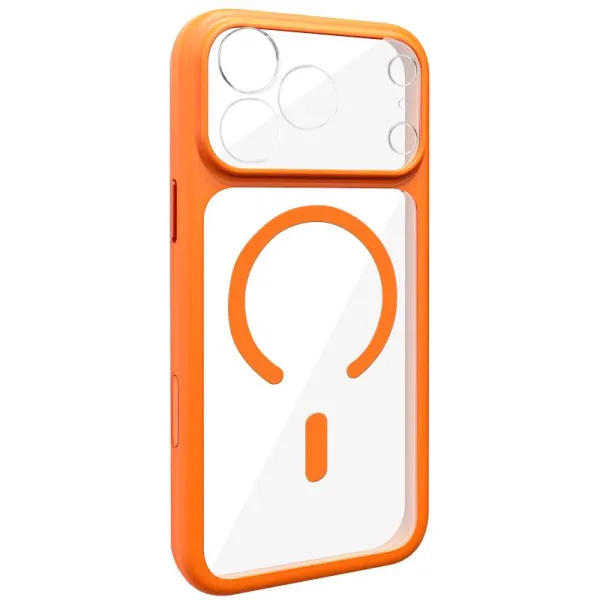 Чохол TPU+PC GETMAN Moon Clear with MagSafe для Apple iPhone 17 Pro (6.3") — Помаранчевий