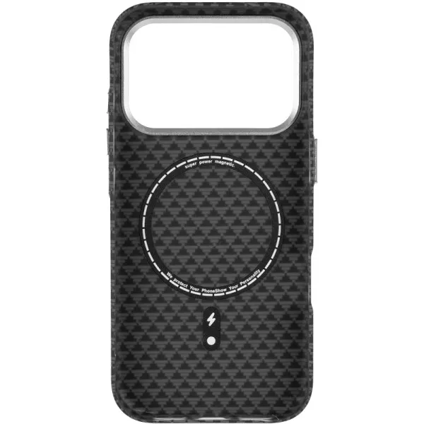 Чехол TPU+PC KVZV Triangular Pattern with Magnetic Fit для Apple iPhone 17 Pro / 18 Pro (6.3") — Черный — фото 4