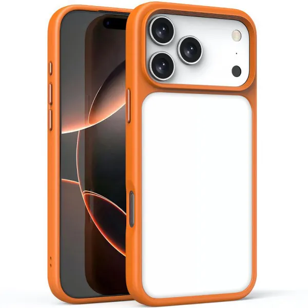 TPU+PC чехол Metal Buttons для Apple iPhone 18 Pro / 17 Pro (6.3") — Оранжевый
