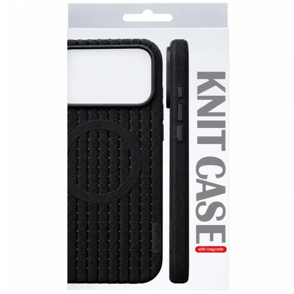 Чохол TPU Knit Case with Magnetic Fit для Apple iPhone 17 Pro / 18 Pro (6.3") — Чорний — фото 2
