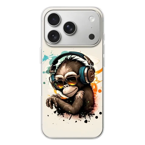 Чохол з принтом «Макака в навушниках» для iPhone 17 Pro