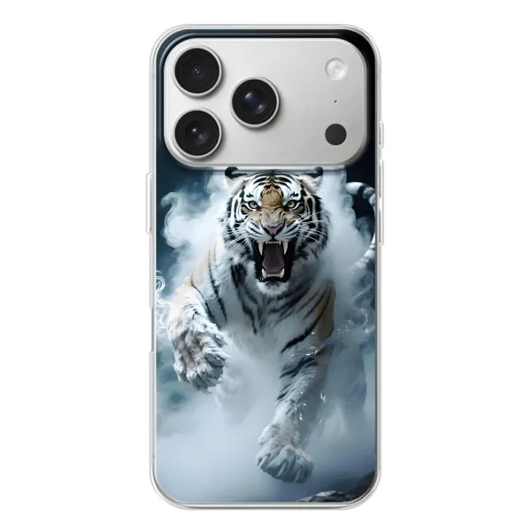 Чохол з принтом «Білий тигр у диму» для iPhone 17 Pro