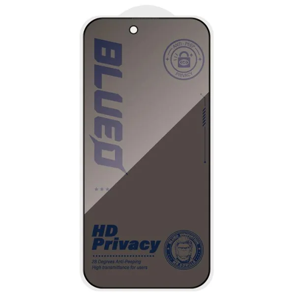 Захисне 2.5D скло Blueo Full Cover Anti-Peep для Apple iPhone 17 / 17 Pro / 16 Pro (6.3") — Чорний — фото 2