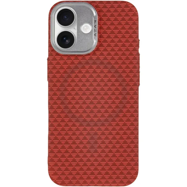 Чехол TPU+PC KVZV Triangular Pattern with Magnetic Fit для Apple iPhone 17 (6.3") — Красный — фото 2