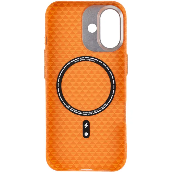 Чехол TPU+PC KVZV Triangular Pattern with Magnetic Fit для Apple iPhone 17 (6.3") — Оранжевый — фото 3