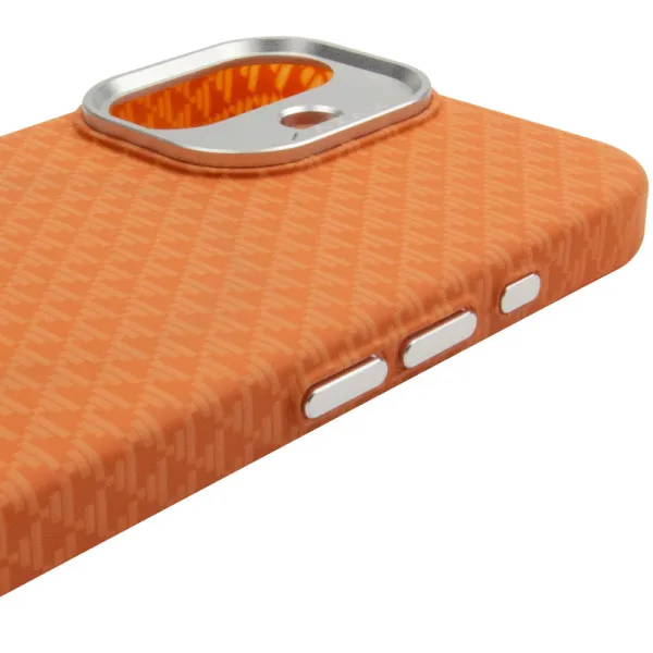 Чехол TPU+PC KVZV Triangular Pattern with Magnetic Fit для Apple iPhone 17 (6.3") — Оранжевый — фото 4