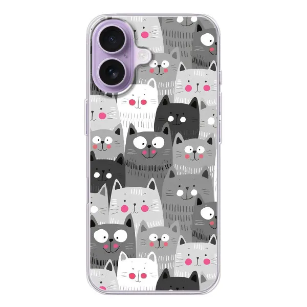 Чехол с принтом «Рисованные котики» для iPhone 17