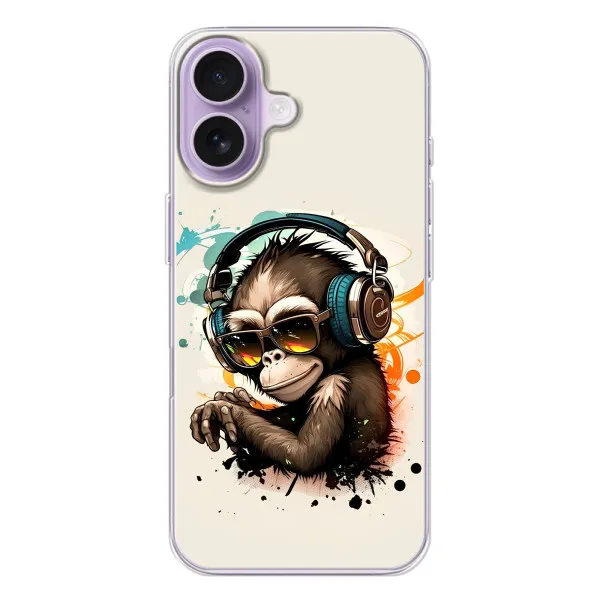 Чохол з принтом «Макака в навушниках» для iPhone 17