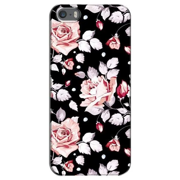 Чехол с принтом «Цветочки на черном» для iPhone 5 / 5s / SE
