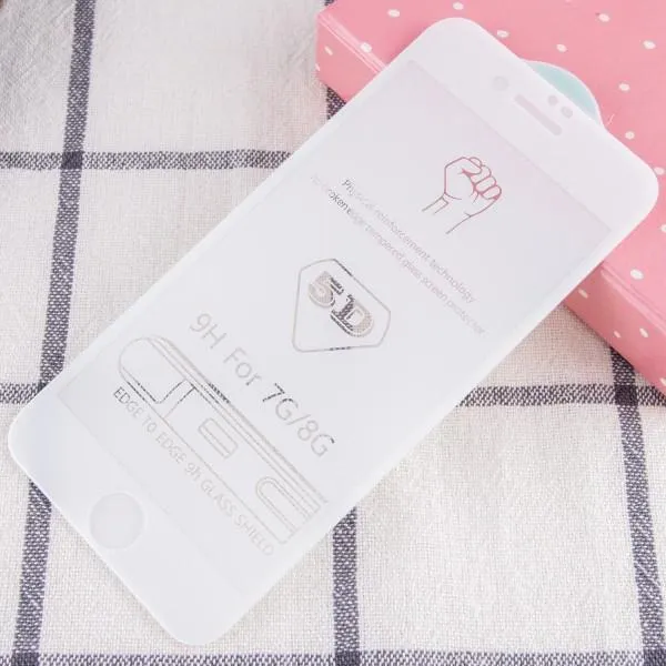 Защитное стекло 5D Hard (full glue) (тех.пак) для Apple iPhone 7 / 8 / SE (2020) (4.7") — Белый — фото 2