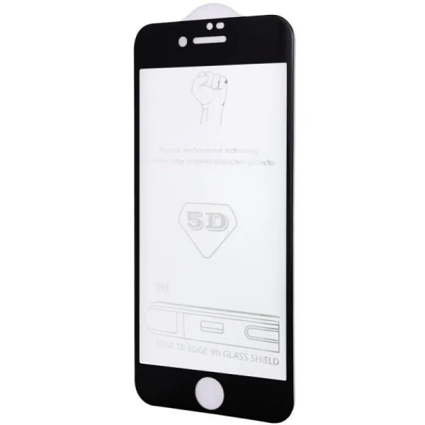 Захисне скло 5D Hard (full glue) (тех.пак) для Apple iPhone 7 / 8 / SE (2020) (4.7") — Чорний — фото 1