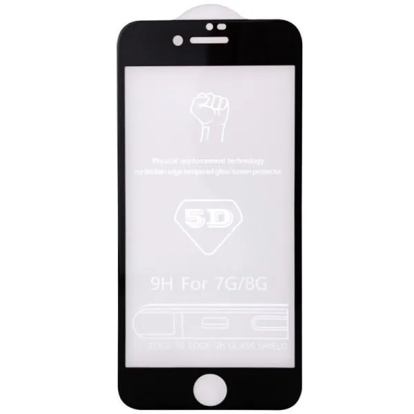 Захисне скло 5D Hard (full glue) (тех.пак) для Apple iPhone 7 / 8 / SE (2020) (4.7") — Чорний — фото 2